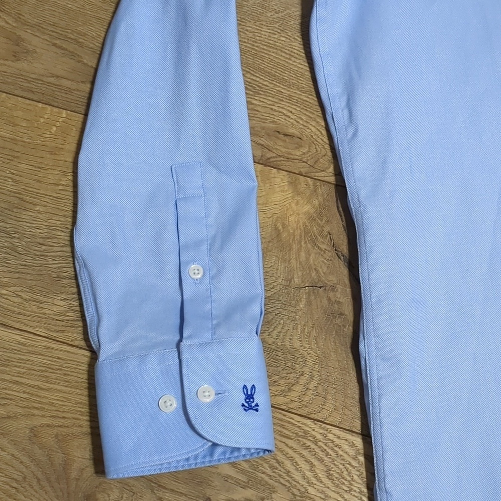 Psycho Bunny By Robert Light Blue Button Up ModernFit Shirt Mens Size 16 32/33 - Picture 2 of 7